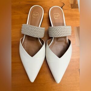 Malone Souliers Cream Mules with Braided Strap